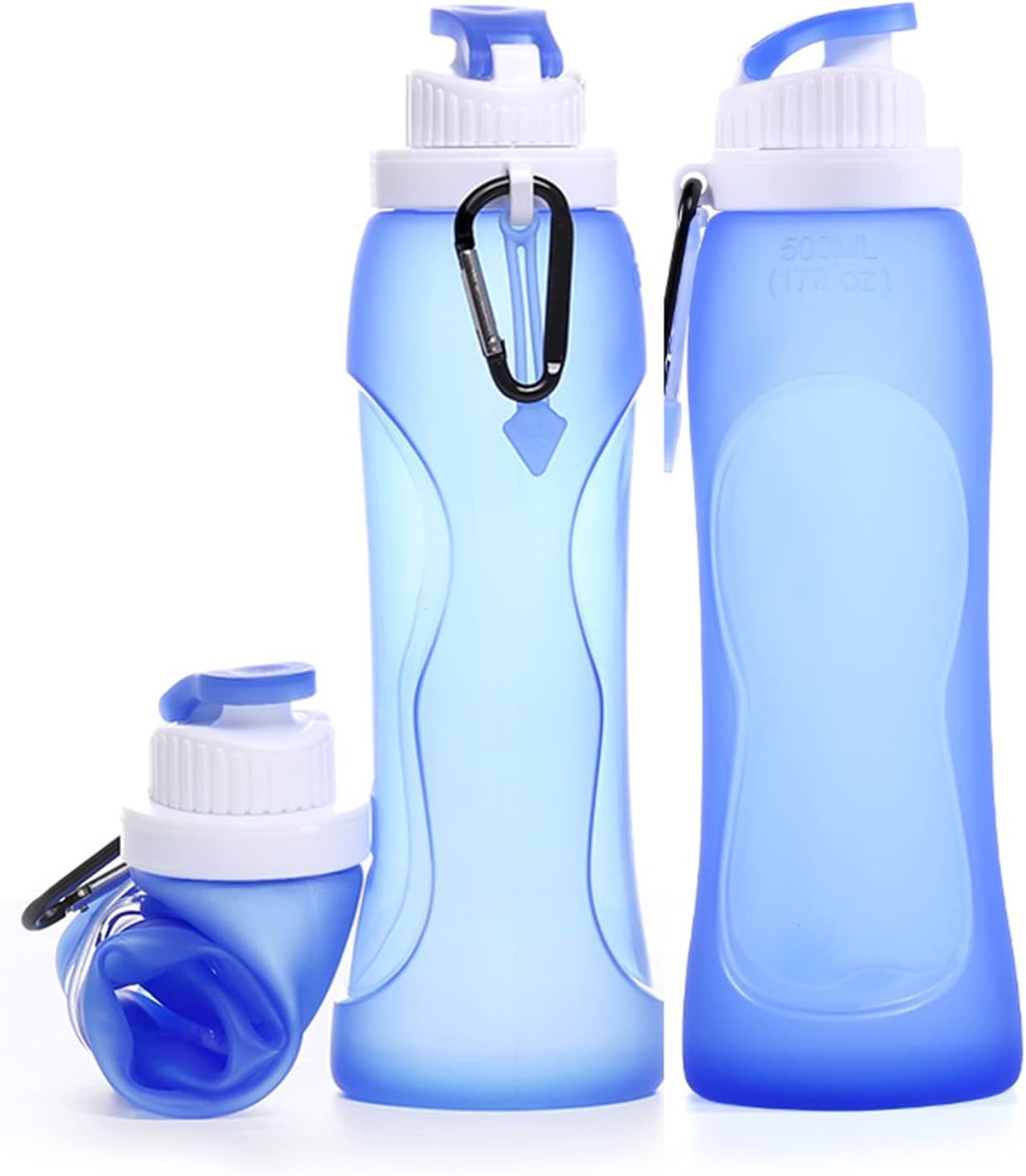 Collapsible Water Bottle-17oz-Reusable, BPA-Free, Simple Modern Water Bottles,Ultra-Convenient for Travel, Hiking and Sports-Travel Essentials for Gym & School (Color : Blue, Size : 500ml)