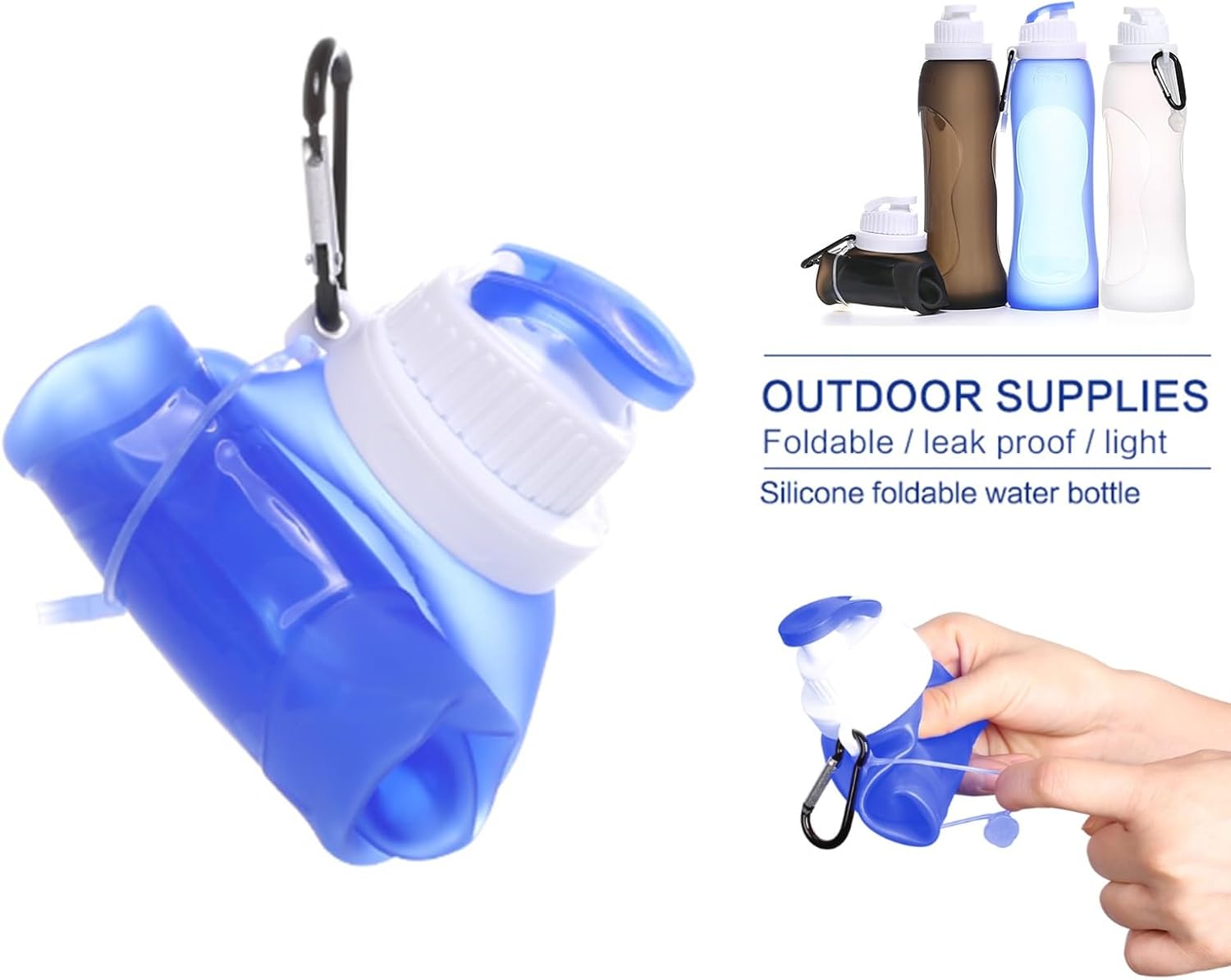 Collapsible Water Bottle-17oz-Reusable, BPA-Free, Simple Modern Water Bottles,Ultra-Convenient for Travel, Hiking and Sports-Travel Essentials for Gym & School (Color : Blue, Size : 500ml) - Image 2